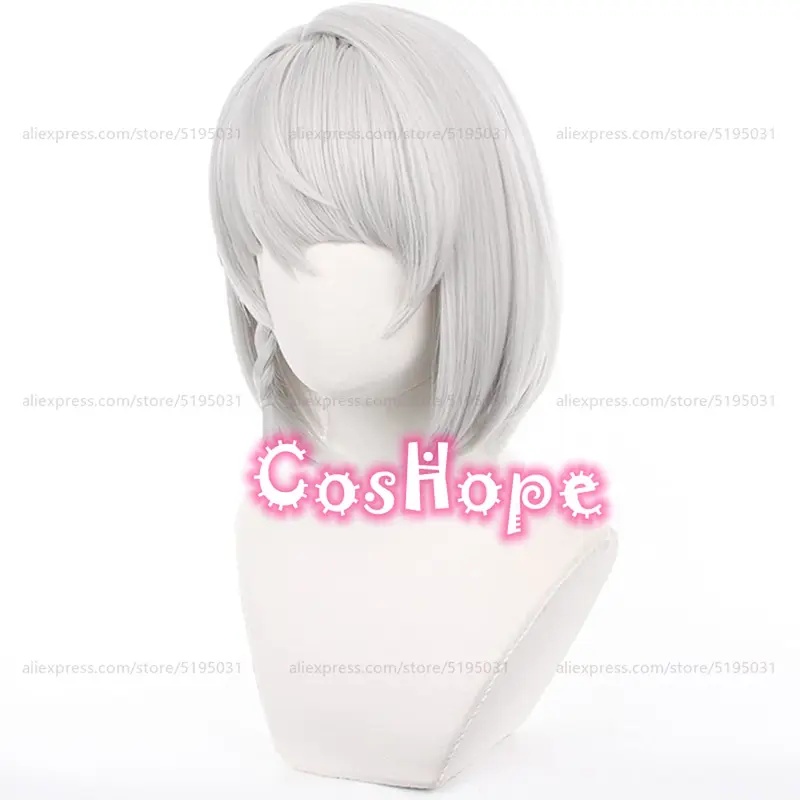 Cosplay Anime White Hair - c'3,f\6;h'ZZZ Anby Demara Wig Rambut Pendek