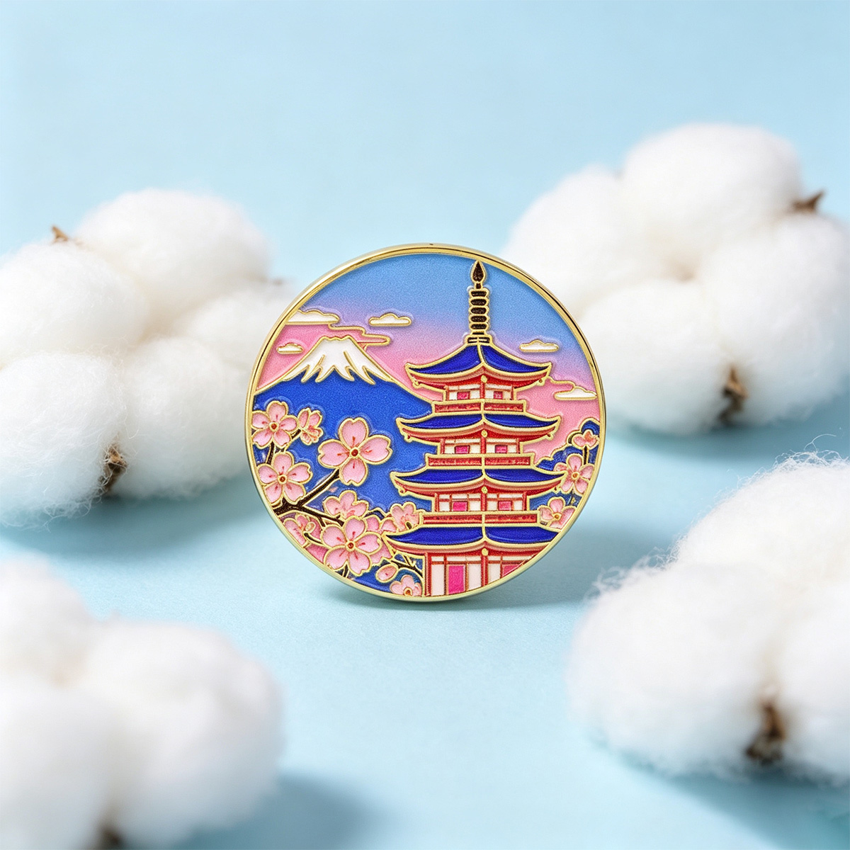 Anime Cosplay Easy - Pin Enamel Bunga Sakura Jepang, Bros