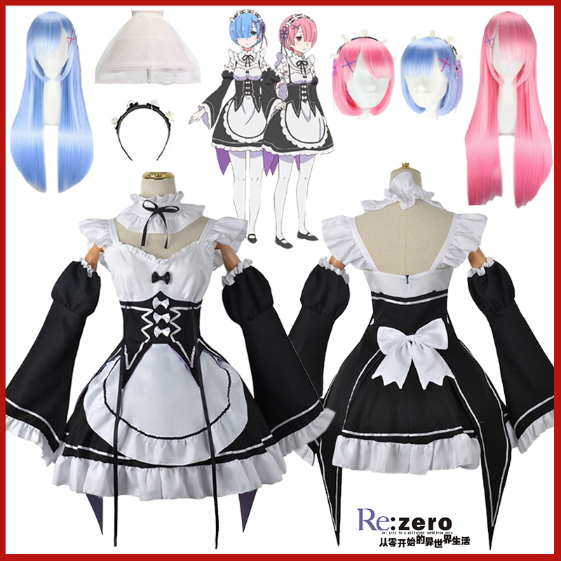 Anime Cosplay Re Zero - Kostum Cosplay Anime Ram Rem Lolita