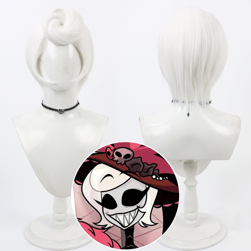 Cosplay Anime White Hair - Wig Cosplay Game Hazbin Rosie Cosplay