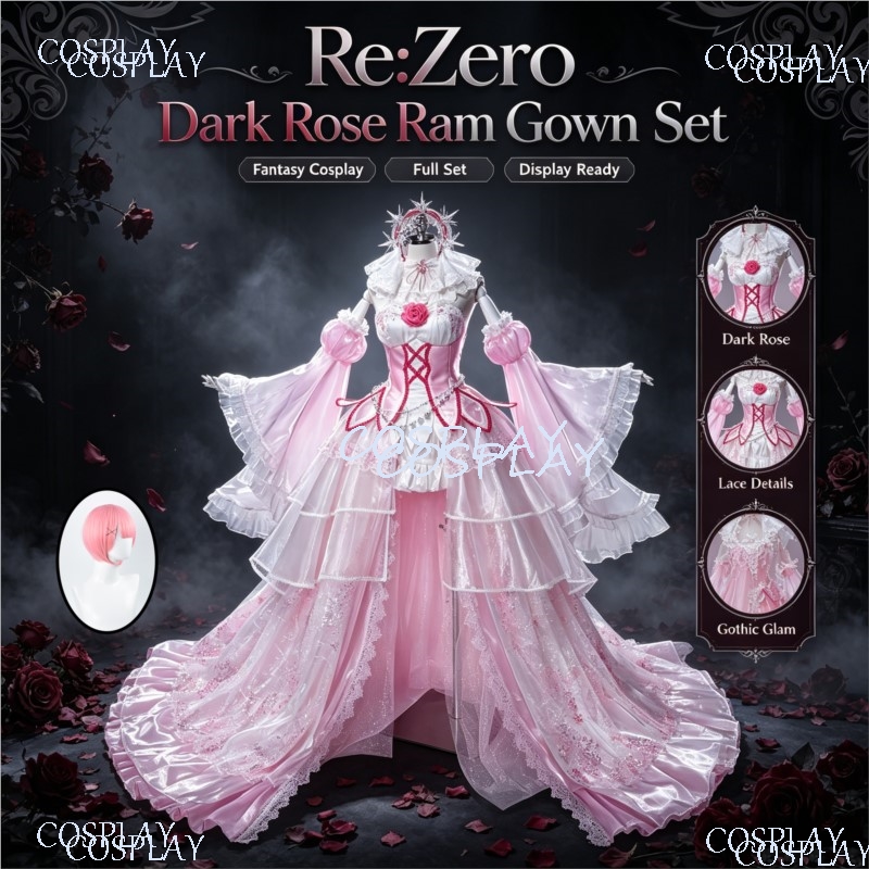 Gaun Malam Ram Crystal Set Len - Anime Cosplay Re Zero ulasan dan harga
