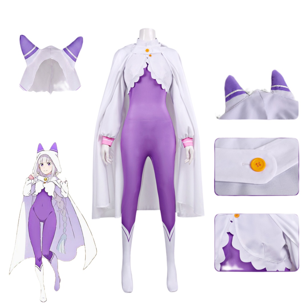 Kostum Cosplay Re Zero Emilia  - Anime Cosplay Re Zero ulasan dan harga