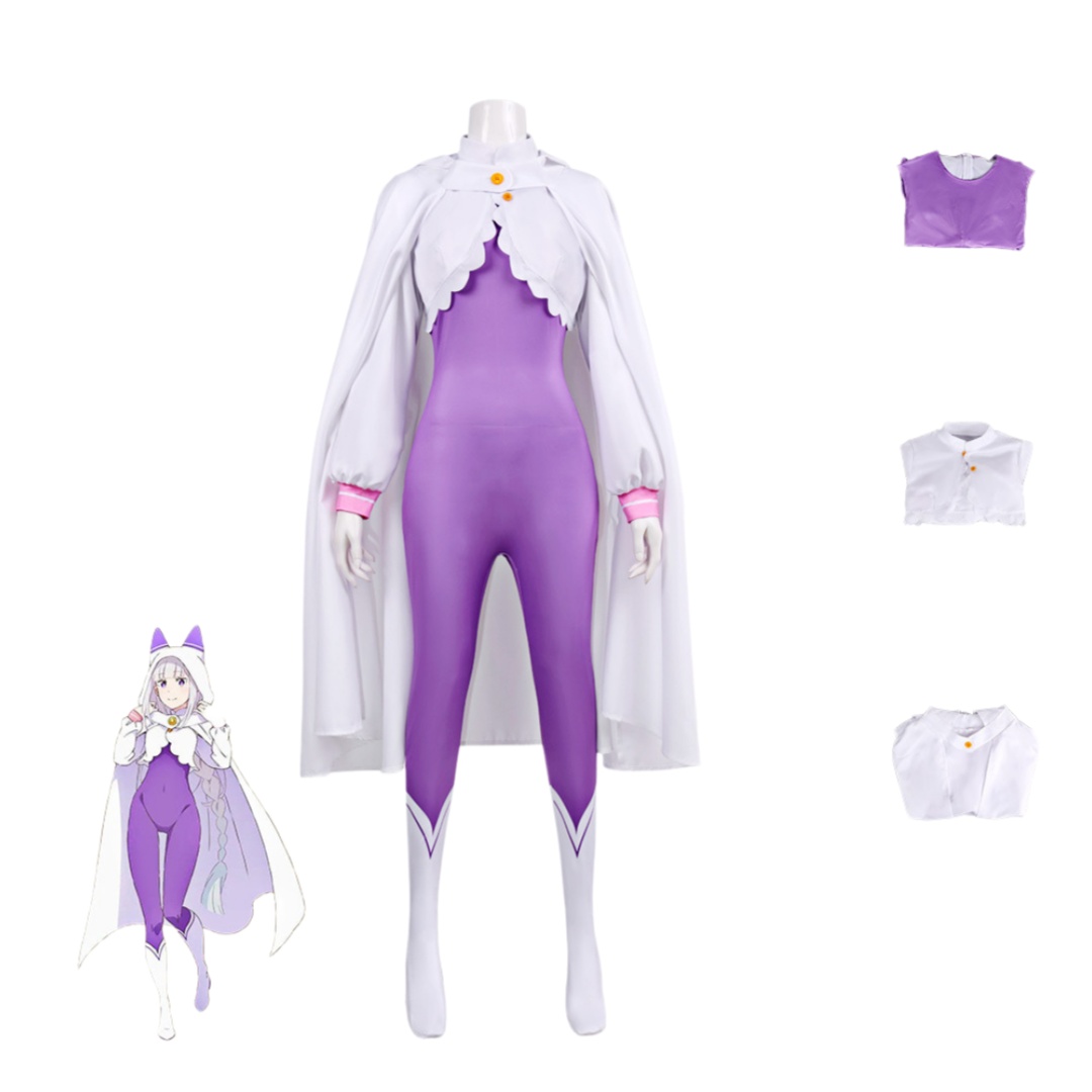 Kostum Cosplay Re Zero Emilia  - Anime Cosplay Re Zero ulasan dan harga