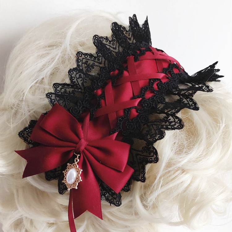 Ikat rambut renda Lolita Gotik - Anime Cosplay Girl With Black Hair ulasan dan harga
